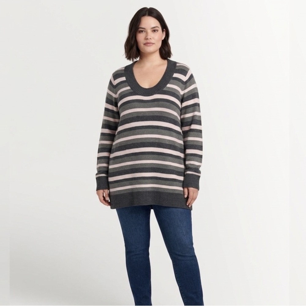 Reitman's Striped Scoop Neck Tunic Sweater Size 2x NWt Brand New